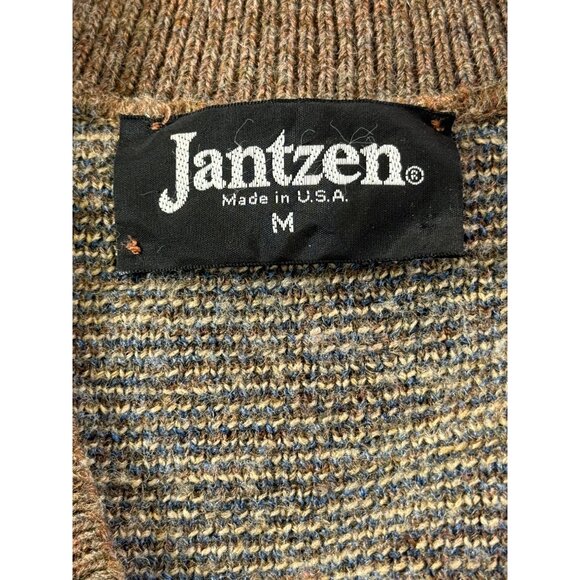 Vintage Jantzen Vest Men's Medium Brown and Blue Wool Blend Sweater vest - Picture 3 of 9